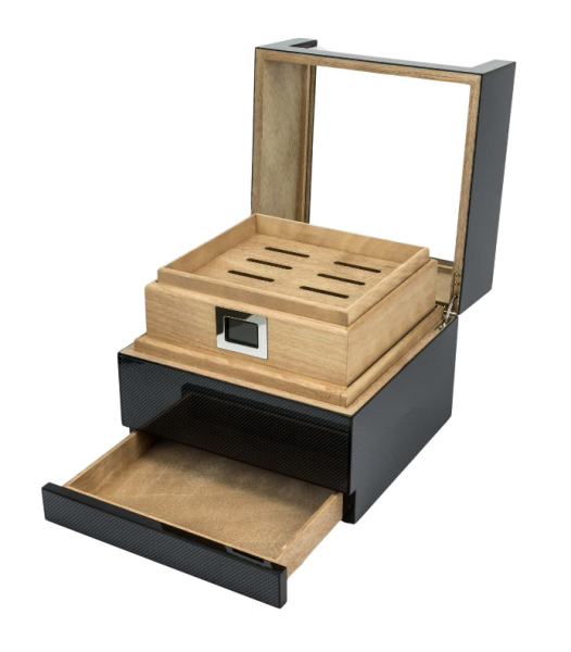 Humidor "Carbon mit Acryltop" für ca. 50 Zigarren